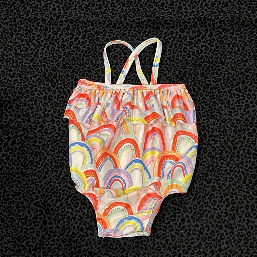 Wonder Nation Baby Girl Swimsuit Beach Summer Size 0-3M Rainbow One Piece